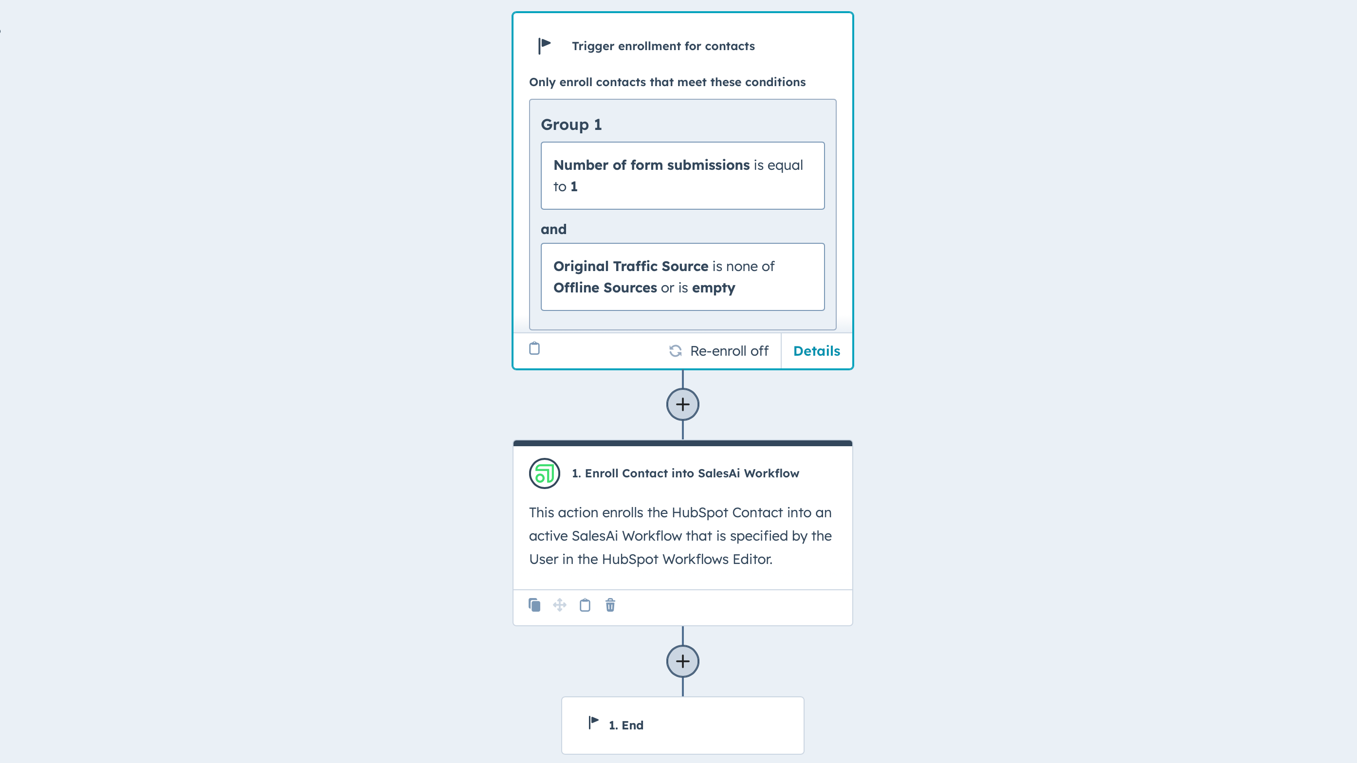 "Enroll Contact into SalesAi Workflow" Custom Workflow Action
